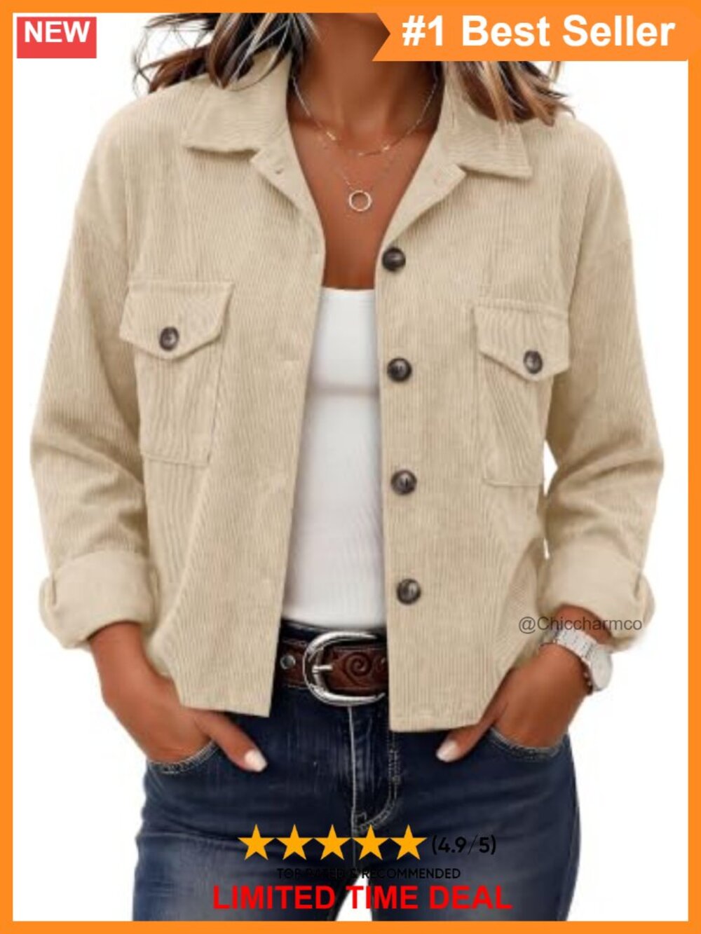 Women's Cropped Shacket Button Down Jacket 100% Polyester Fall Winter Coat